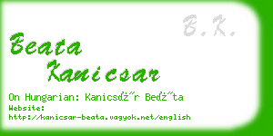 beata kanicsar business card